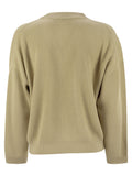 Brunello Cucinelli Women Cotton Rib Sweater With Shiny Detail