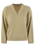 Brunello Cucinelli Women Cotton Rib Sweater With Shiny Detail