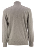 Brunello Cucinelli Men High-Necked Cashmere Sweater With Zip Opening