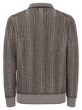 Brunello Cucinelli Men Vanisé Chevron Cashmere Sweater With Polo Neck And Zip Opening