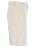 Brunello Cucinelli Men Cotton Gabardine Bermuda Shorts