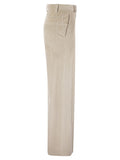 Brunello Cucinelli Women Fluid Corduroy Sartorial Track Trousers With Jewellery
