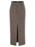 Brunello Cucinelli Women Sartorial Pencil Skirt In Diagonal Mélange Of Virgin Wool And Silk With Moniline