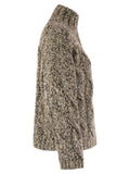 Brunello Cucinelli Women Soft Wool, Cashmere And Mohair Turtleneck Sweater With Braided Design