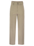 Brunello Cucinelli Women Cotton Linen Canvas Corset Cigarette Trousers With Jewellery