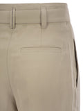 Brunello Cucinelli Women Cotton Linen Canvas Corset Cigarette Trousers With Jewellery