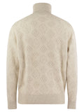 Brunello Cucinelli Men Geometric Jacquard Turtleneck Sweater In Alpaca, Cotton And Wool