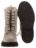 Brunello Cucinelli Women Suede Boot With Shearling Lining And Shiny Loop Detail