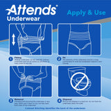 Attends Bariatric Incontinence Underwear, Overnight Absorbency, 3XL