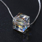Aurora Borealis Crystal Cube Necklace Made with Swarovski Crystal