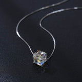 Aurora Borealis Crystal Cube Necklace Made with Swarovski Crystal