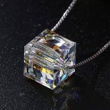 Aurora Borealis Crystal Cube Necklace Made with Swarovski Crystal
