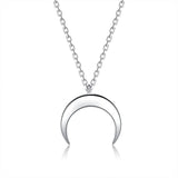 Authentic 925 Sterling Silver Simple Moon Shape Necklace