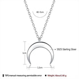Authentic 925 Sterling Silver Simple Moon Shape Necklace