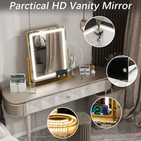 Vanity Mirror with Lights 22 Inch- LED Lighted Makeup Mirror, Large Makeup Mirror with Lights,Touch Screen with 3-Color Lighting,Led Mirror Makeup,Dimmable(Gold) Gold 19"x22"