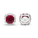 6.12 Carat Dyed Ruby, Ruby and White Topaz .925 Sterling Silver Earrings