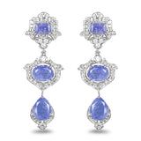 7.73 Carat Genuine Tanzanite and White Topaz .925 Sterling Silver Earrings