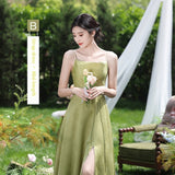 Green National Style Element Bridesmaid Dress