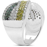 1.44 Carat Genuine Multi Diamond .925 Sterling Silver Ring