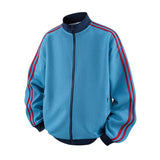 Striped Stand-Neck Preppy-Style Casual Sports Retro Jacket