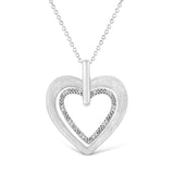 .925 Sterling Silver Prong-Set Diamond Accent Double Heart 18" Pendant Necklace (I-J Color, I1-I2 Clarity)