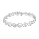 .925 Sterling Silver 1.0 Cttw Diamond Nested Circle Miracle Set Open Wheel 7" Fashion Link Bracelet (I-J Color, I3 Clarity)
