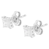 10K White Gold 1/3 Cttw Invisible Set Style Princess-Cut Diamond Stud Earrings (H-I Color, SI2-I1 Clarity)