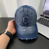 Monochrome Three-dimensional Letter Embroidered Frayed Beveled-edge Washed-out Vintage Style Casual Baseball Cap Suitable For Outdoor Entertainment