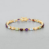 8.96 Carat Genuine Multi Stones .925 Sterling Silver Bracelet