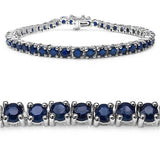 8.36 Carat Genuine Blue Sapphire .925 Sterling Silver Bracelet