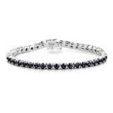 8.36 Carat Genuine Blue Sapphire .925 Sterling Silver Bracelet
