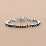 8.36 Carat Genuine Blue Sapphire .925 Sterling Silver Bracelet