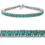 7.48 Carat Genuine Emerald .925 Sterling Silver Bracelet