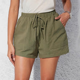 New Summer Cotton-linen Shorts With Pockets In Solid Colors