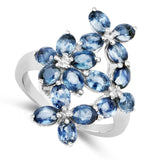 3.40 Carat Genuine Blue Sapphire .925 Sterling Silver Ring