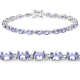 9.68 Carat Genuine Tanzanite .925 Sterling Silver Bracelet