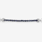 2.41 Carat Genuine Blue Sapphire and White Zircon .925 Sterling Silver Bracelet