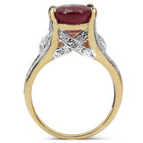 14K Yellow Gold Plated 4.00 Carat Genuine Ruby .925 Sterling Silver Ring