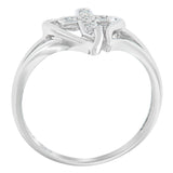 10K White Gold Diamond-Accented Cross & Open Heart Promise Fashion Ring (H-I Color, I1-I2 Clarity) - Size 7