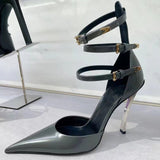 Women's Pointed Patent Leather High Heel Sandals