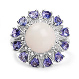 4.25 Carat Genuine Opal, Tanzanite & White Topaz .925 Sterling Silver Ring