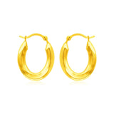 14k Yellow Gold Polished Oval Hoop Earrings