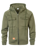 Mens Loose-Fit Hoodie With Multiple Pockets And A Stand-Up Collar