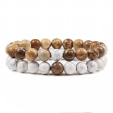 Natural Volcanic Stone White Pine Red Pine Tiger Eye Beaded Set