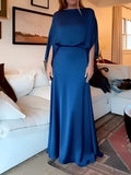 A Sleek Solid-color Satin Dress With Smooth Lines