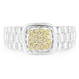 0.25 Carat Genuine Yellow Diamond .925 Sterling Silver Ring