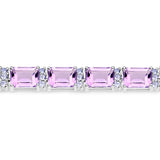 19.19 Carat Genuine Amethyst and Tanzanite .925 Sterling Silver Bracelet