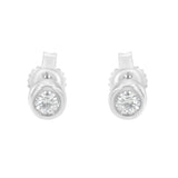10K White Gold 0.15 Cttw Round Brilliant-Cut Near Colorless Diamond Bezel-Set Stud Earrings (H-I Color, I1-I2 Clarity)