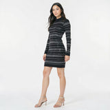 Bar III Rhinestone-Stripe Sweater Dress, Size XXS/Black