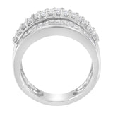 14K White Gold Round and Baguette Diamond Ring (1 1/2 Cttw, F-G Color, SI1-SI2 Clarity) - Size 6-3/4